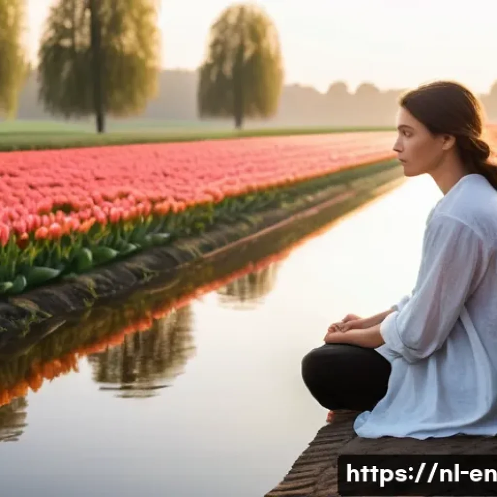 자기 수용 심화 실천을 위한 온라인 코스 - **Prompt:** A serene, contemplative young adult (gender neutral) is seated gracefully on a meticulou...
